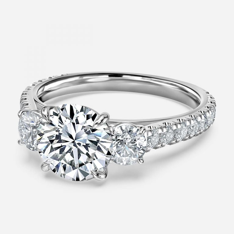 Oriana Round Three Stone Moissanite Engagement Ring