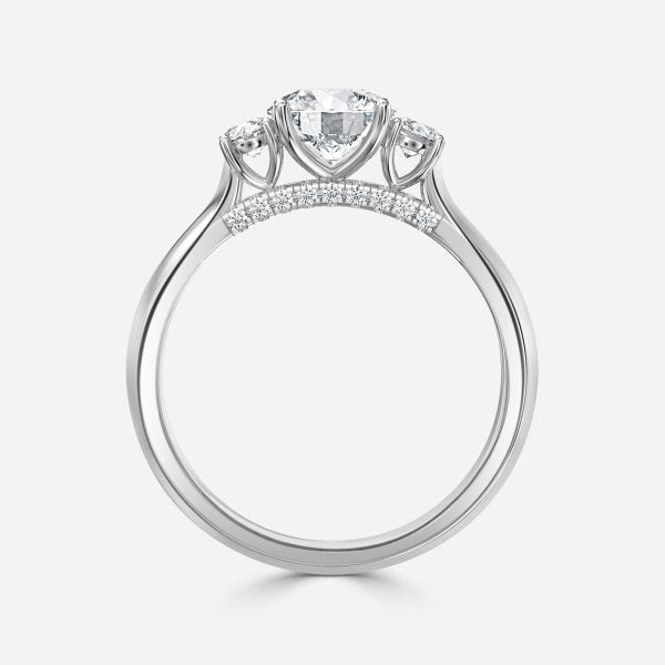 Elspeth Round Three Stone Moissanite Engagement Ring