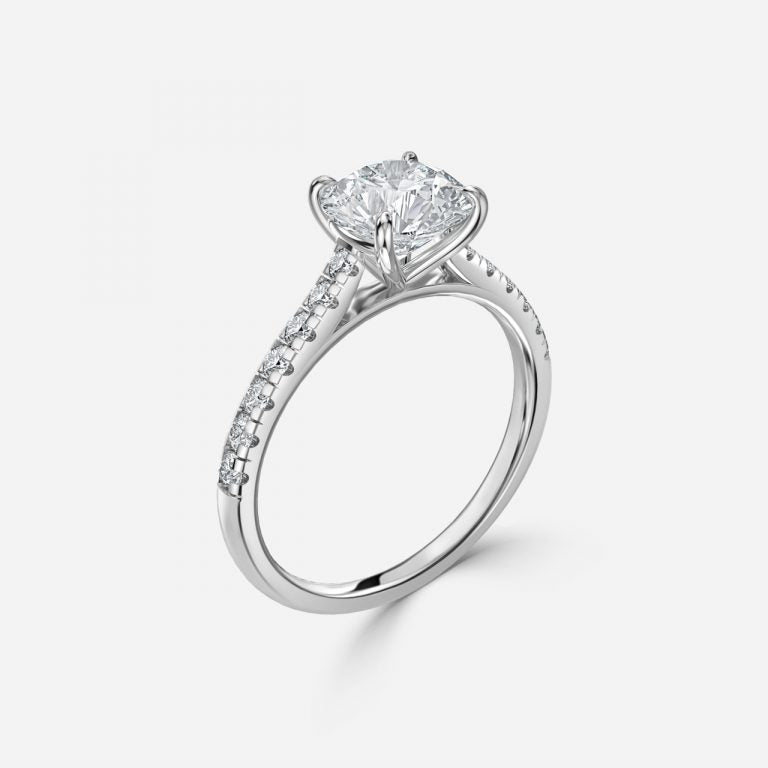 Clio Round Diamond Band Moissanite Engagement Ring