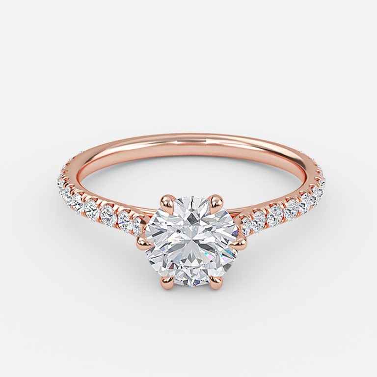 Jael Round Diamond Band Moissanite Engagement Ring