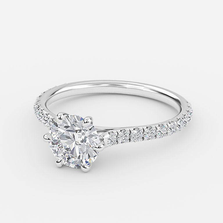 Jael Round Diamond Band Moissanite Engagement Ring