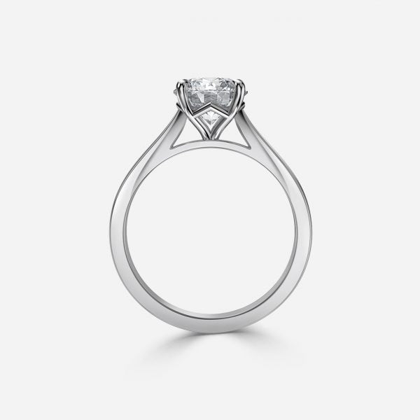 Peony Round Solitaire Moissanite Engagement Ring