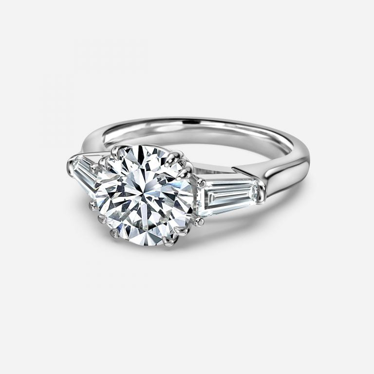 Calliope Round Three Stone Moissanite Engagement Ring