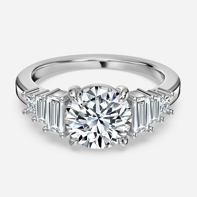 Fabiola Round Three Stone Moissanite Engagement Ring