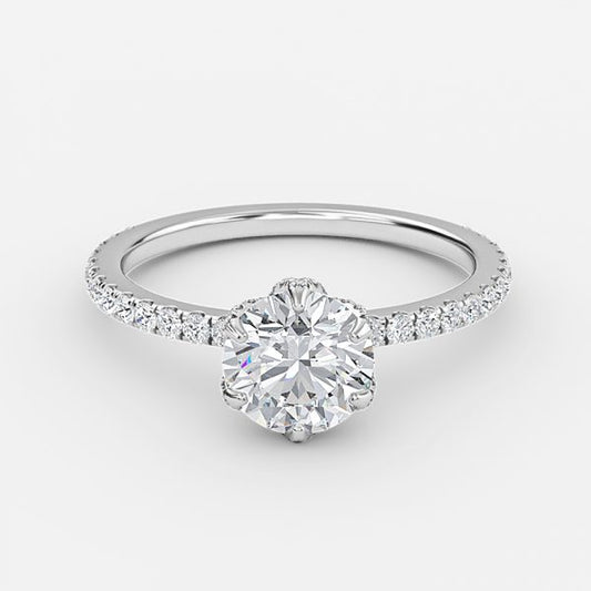 Davina Round Dainty Moissanite Engagement Ring