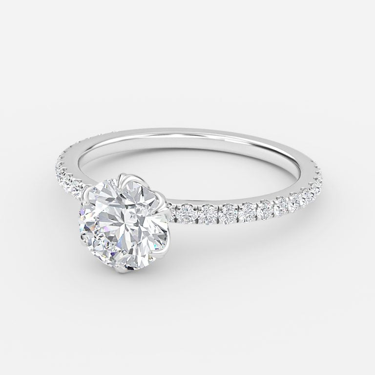 Esperanza Round Diamond Band Moissanite Engagement Ring