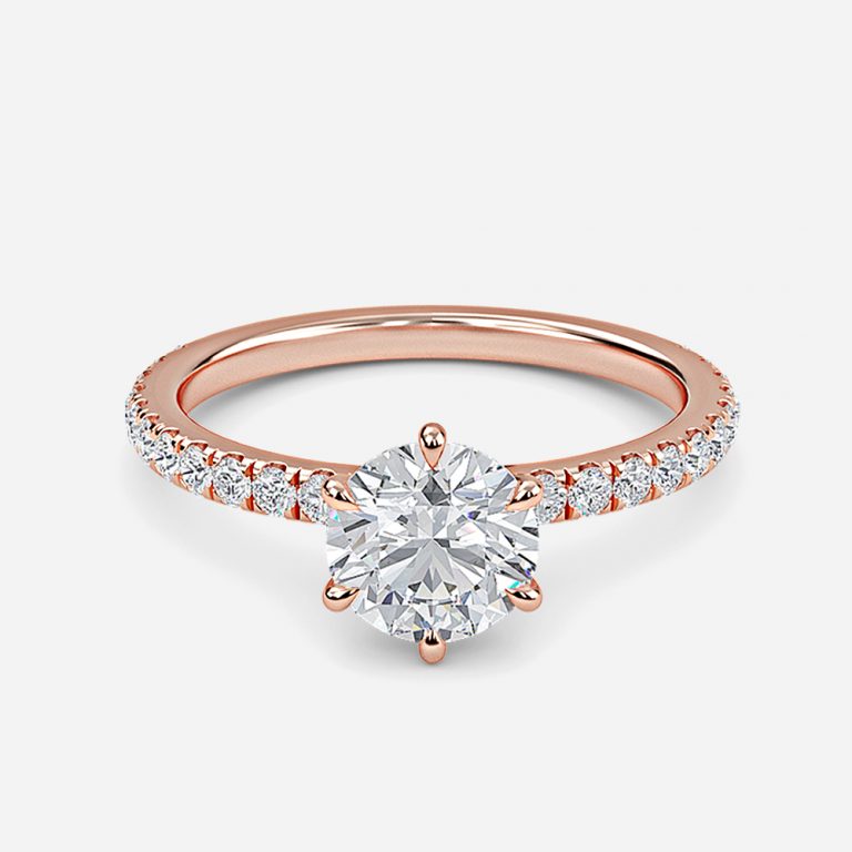 Majid Round Diamond Band Moissanite Engagement Ring