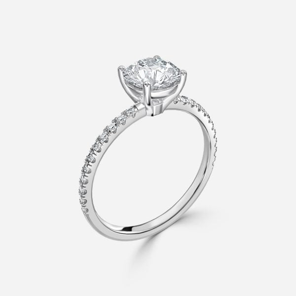 Maeve Round Diamond Band Moissanite Engagement Ring