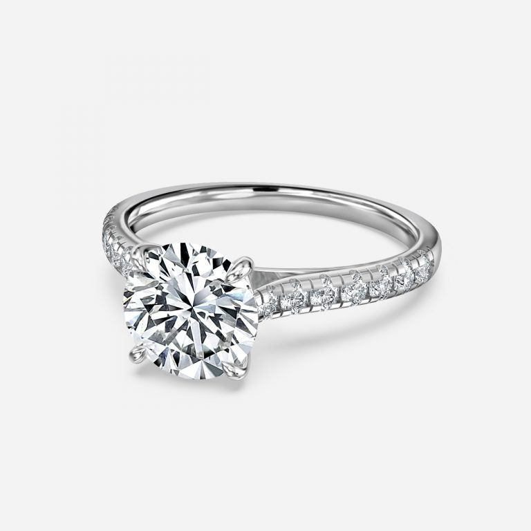 Clio Round Diamond Band Moissanite Engagement Ring