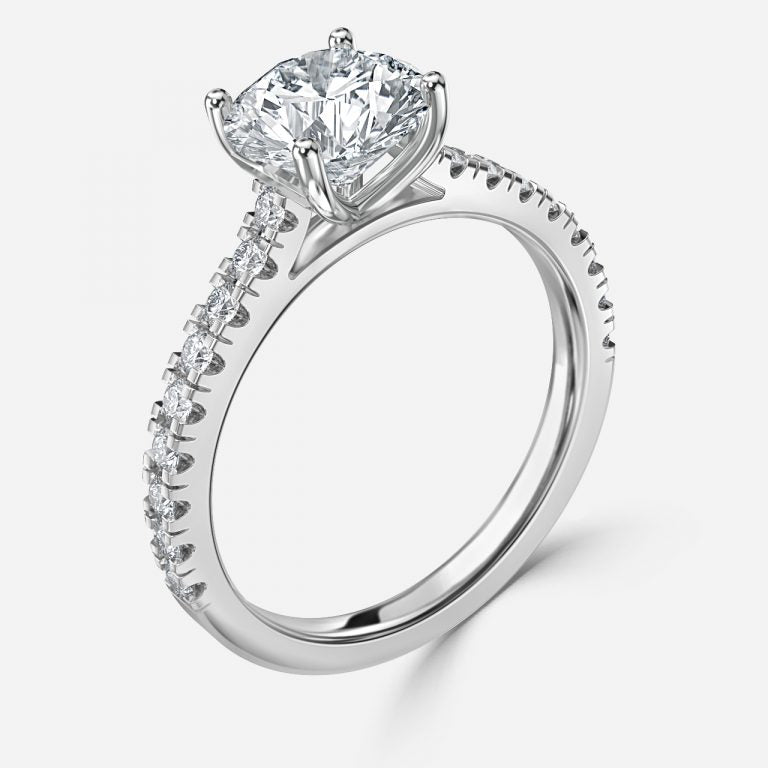 Halcyon Round Diamond Band Moissanite Engagement Ring