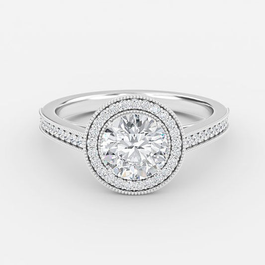 Haven Round Halo Moissanite Engagement Ring