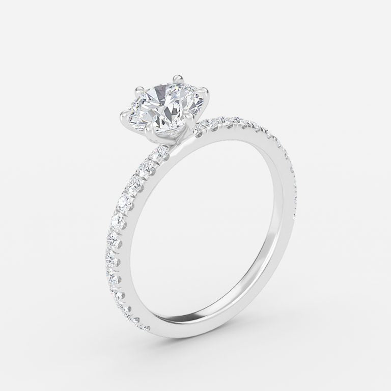 Majid Round Diamond Band Moissanite Engagement Ring