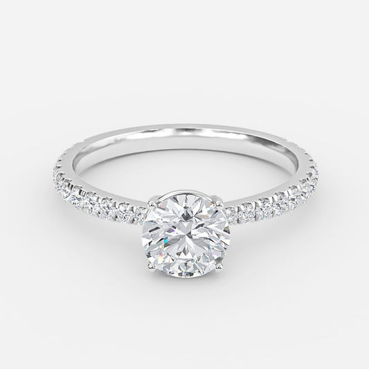 Eira Round Diamond Band Moissanite Engagement Ring