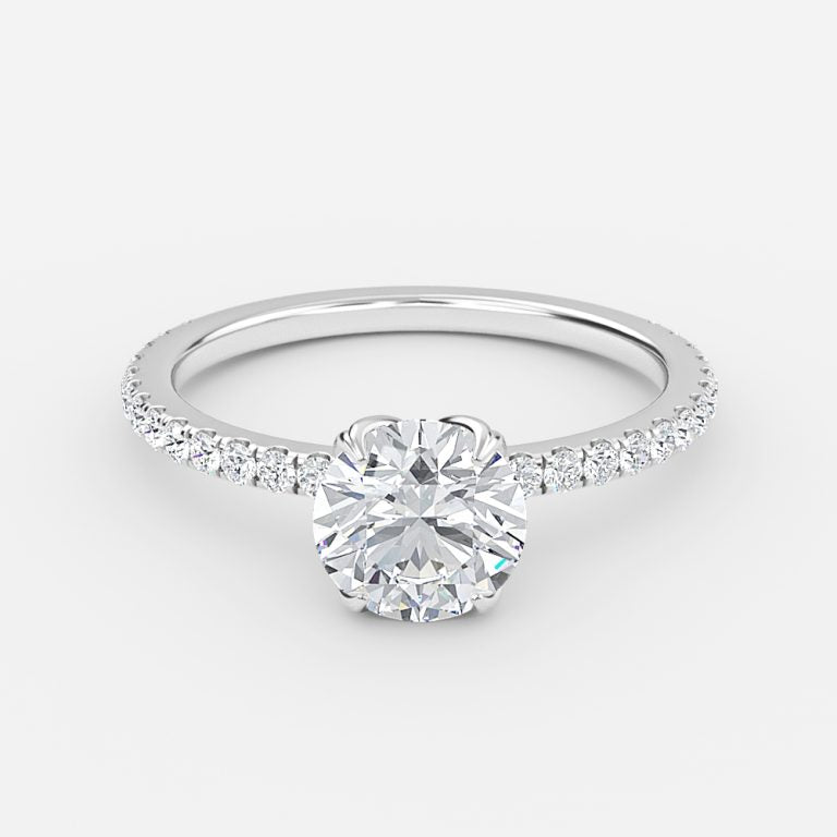 Tamara Round Diamond Band Moissanite Engagement Ring