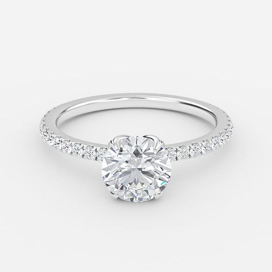 Tamara Round Diamond Band Moissanite Engagement Ring