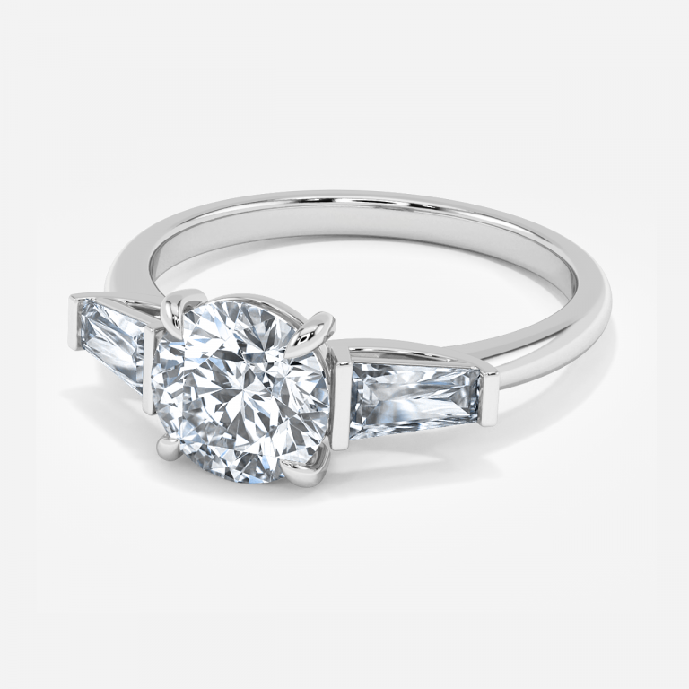 Jara Round Three Stone Moissanite Engagement Ring