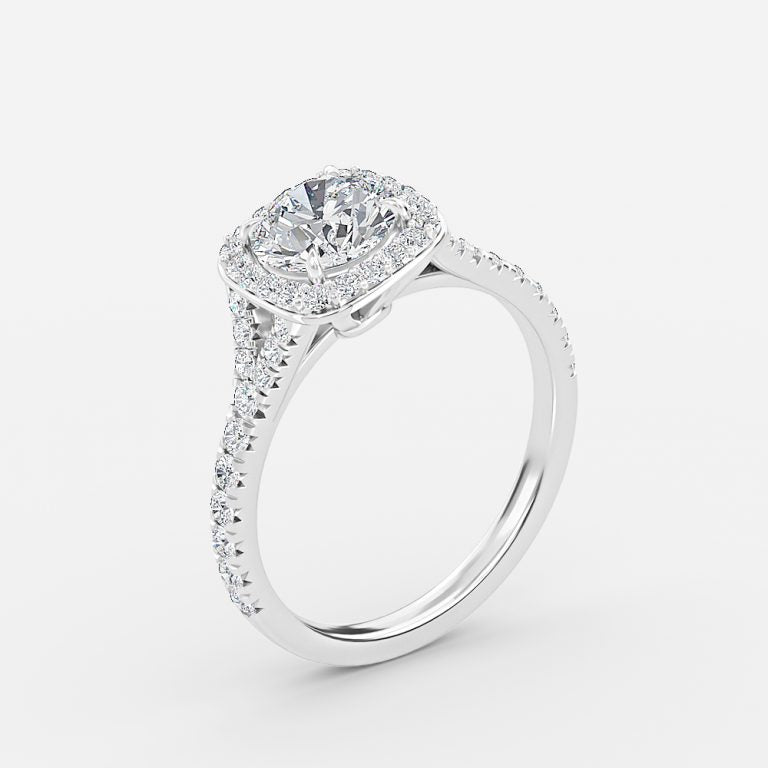 Dove Round Halo Moissanite Engagement Ring