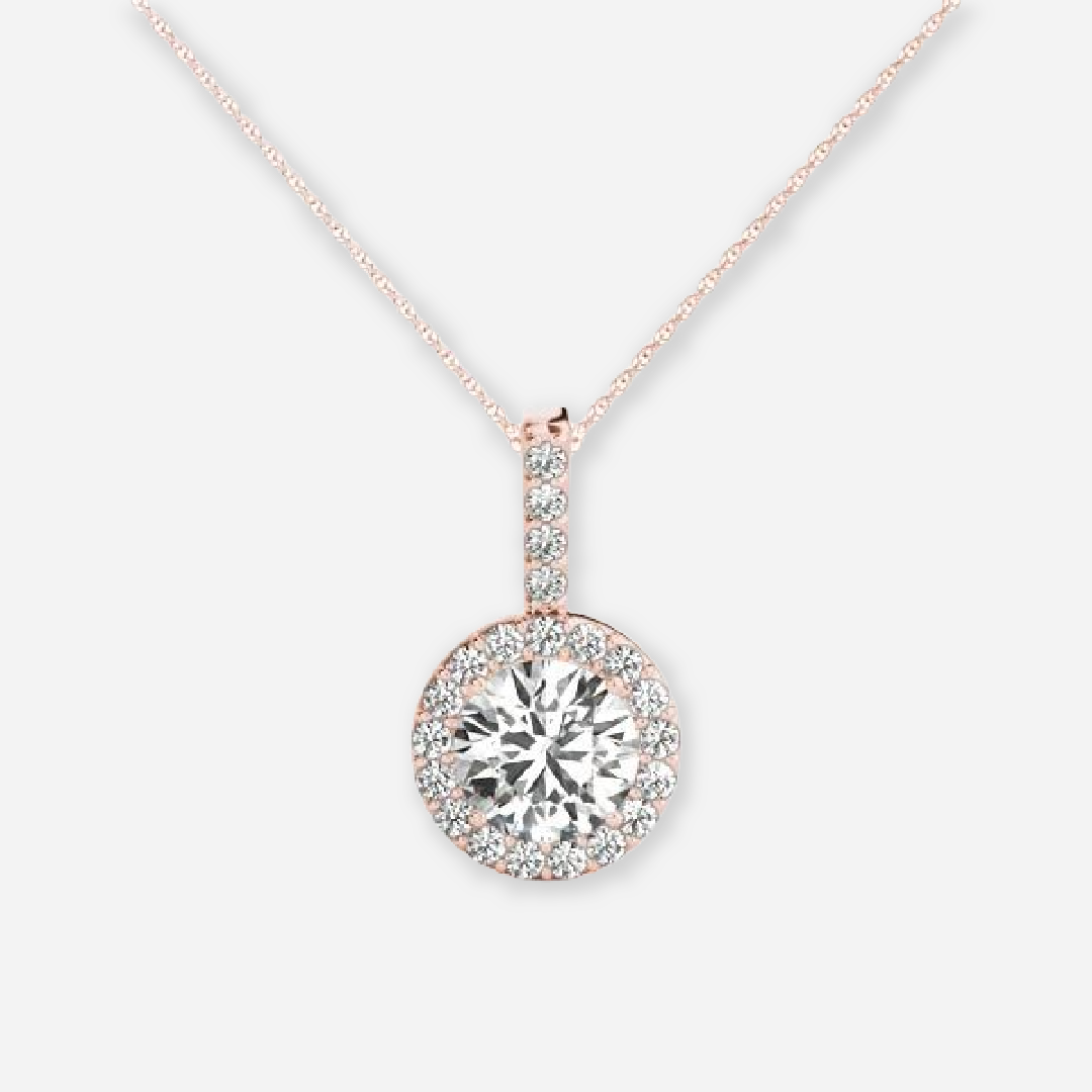 Round Moissanite Halo Pendant