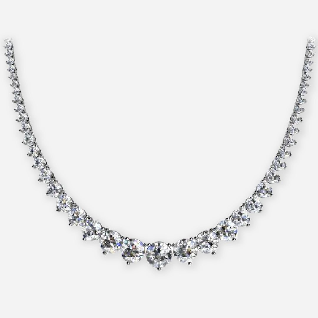 Round Moissanite Graduated Necklace