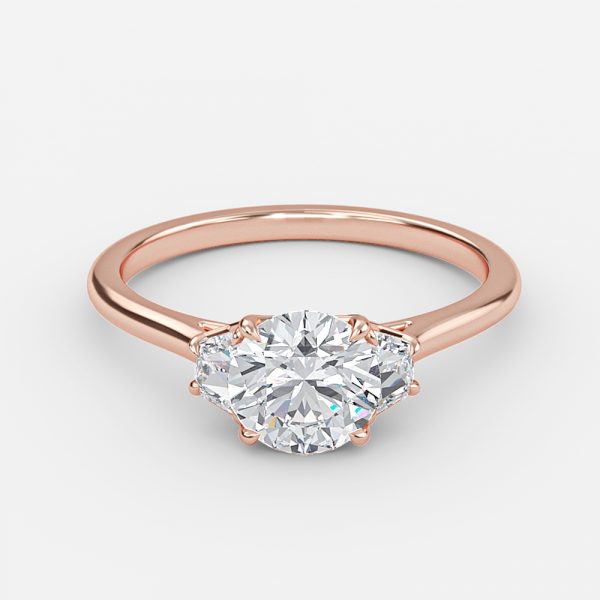 Rain Round Three Stone Moissanite Engagement Ring