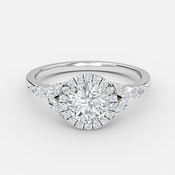 Jacinta Round Halo Moissanite Engagement Ring