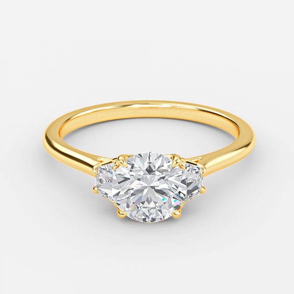 Rain Round Three Stone Moissanite Engagement Ring