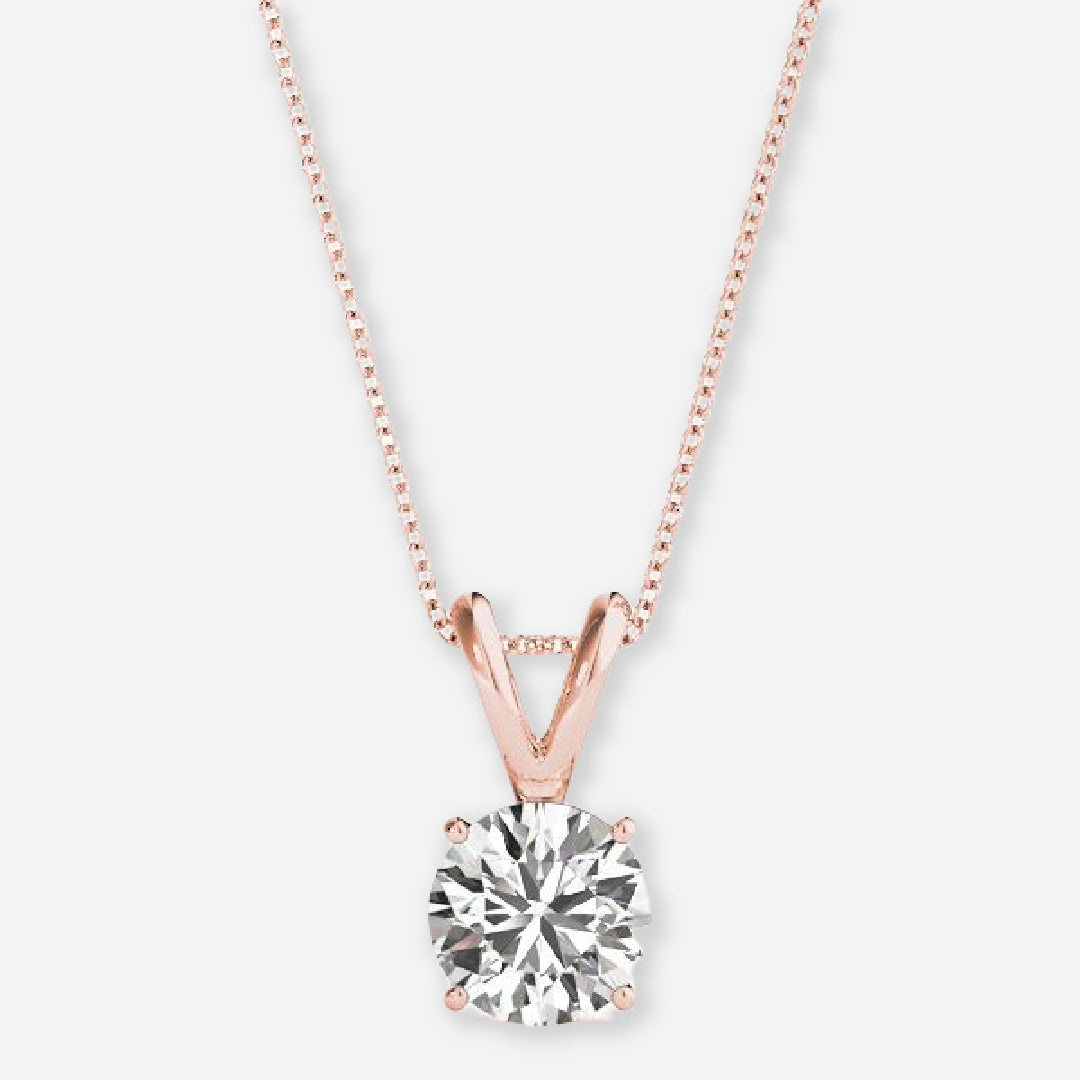 Round Cut Four Prong Solitaire Pendant