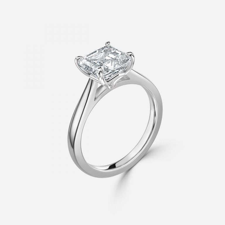 Peony Asscher Solitaire Moissanite Engagement Ring