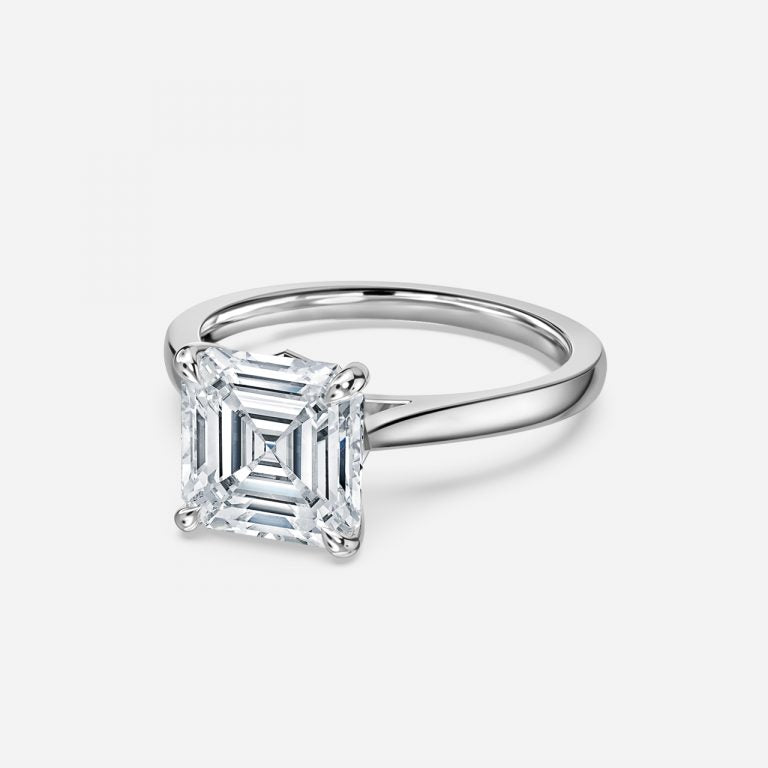 Peony Asscher Solitaire Moissanite Engagement Ring