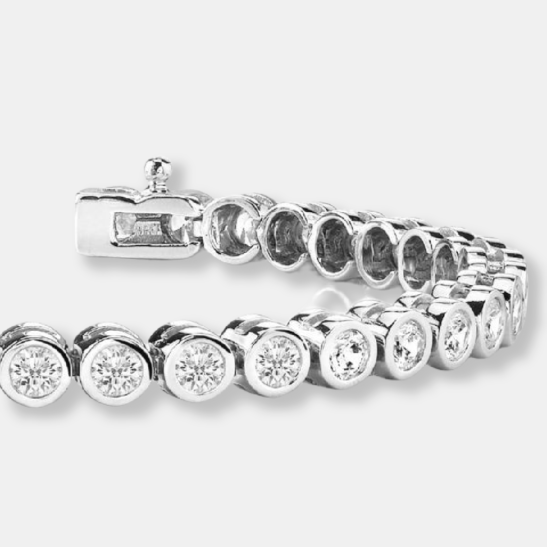 Round Brilliant Moissanite Tennis Bezel Set Bracelet