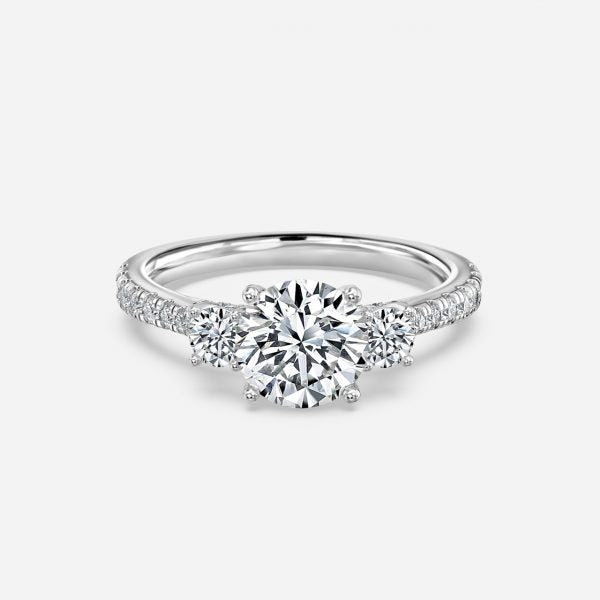 Fabian Round Three Stone Moissanite Engagement Ring