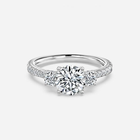 Fabian Round Three Stone Moissanite Engagement Ring