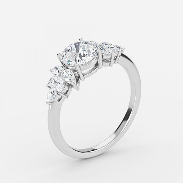 Clarity Round Three Stone Moissanite Engagement Ring