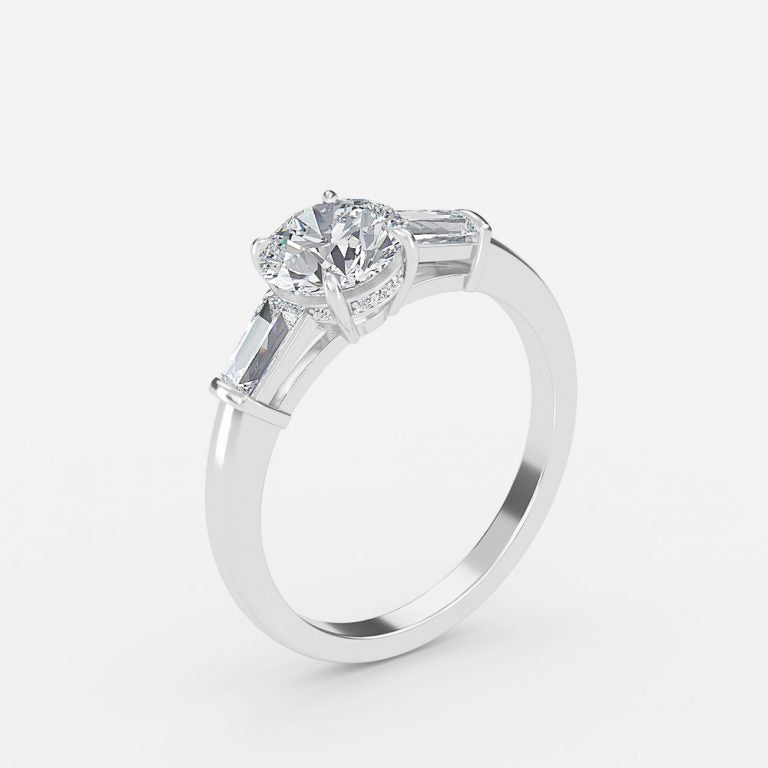 Marcelline Round Three Stone Moissanite Engagement Ring