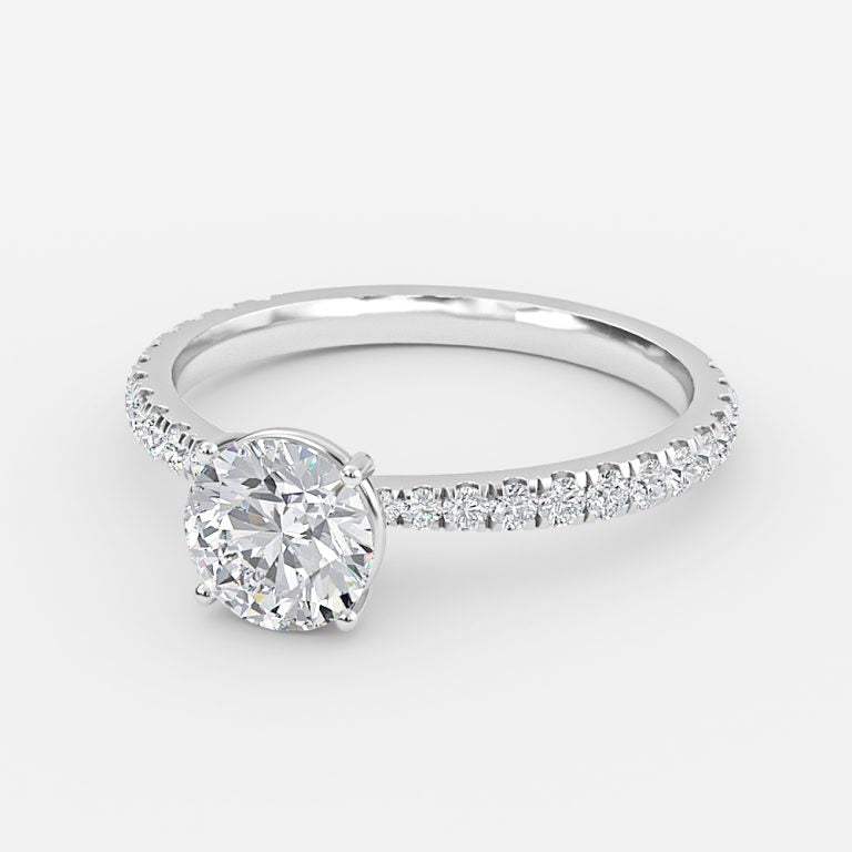 Eira Round Diamond Band Moissanite Engagement Ring