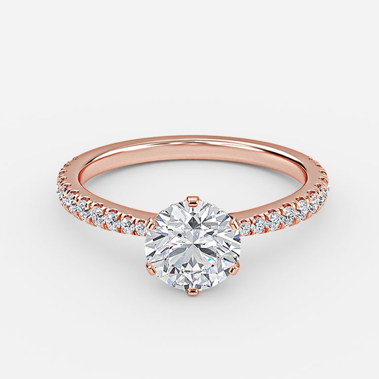 Paloma Round Diamond Band Moissanite Engagement Ring