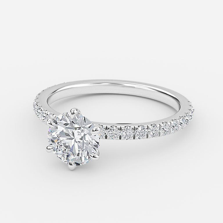 Majid Round Diamond Band Moissanite Engagement Ring