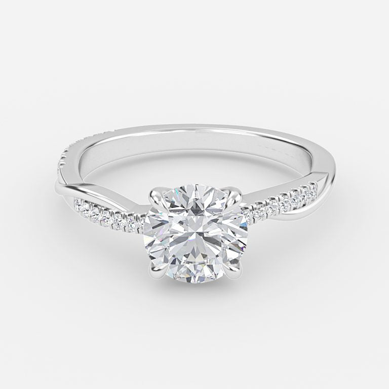 Tatiana Round Diamond Band Moissanite Engagement Ring