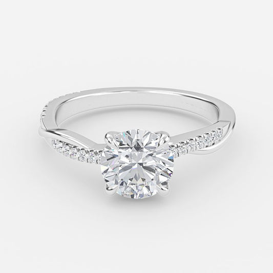 Tatiana Round Diamond Band Moissanite Engagement Ring