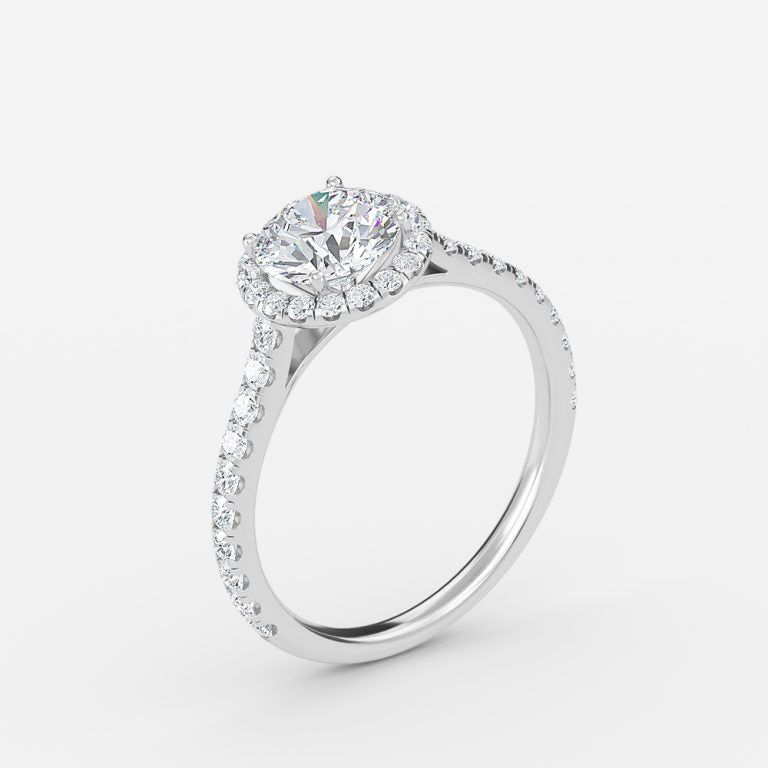 Joliette Round Halo Moissanite Engagement Ring