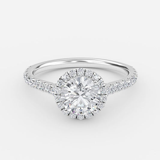 Joliette Round Halo Moissanite Engagement Ring