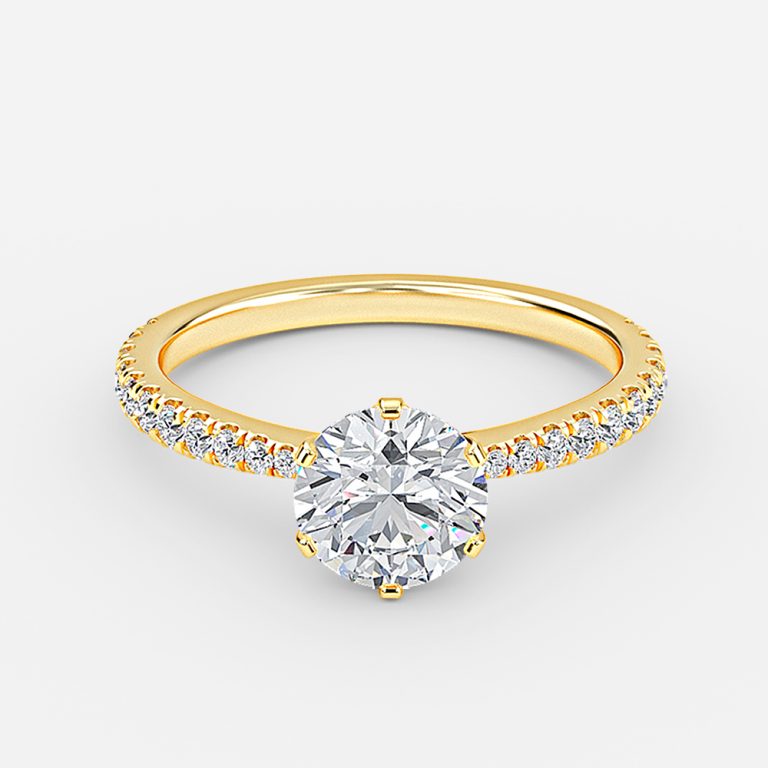 Paloma Round Diamond Band Moissanite Engagement Ring