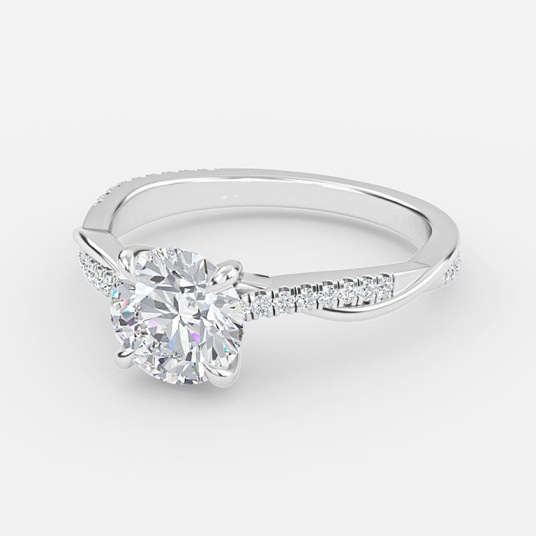 Tatiana Round Diamond Band Moissanite Engagement Ring