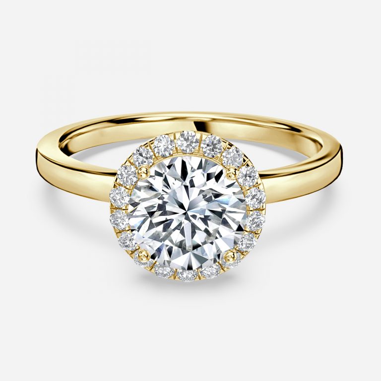 Katya Round Halo Moissanite Engagement Ring