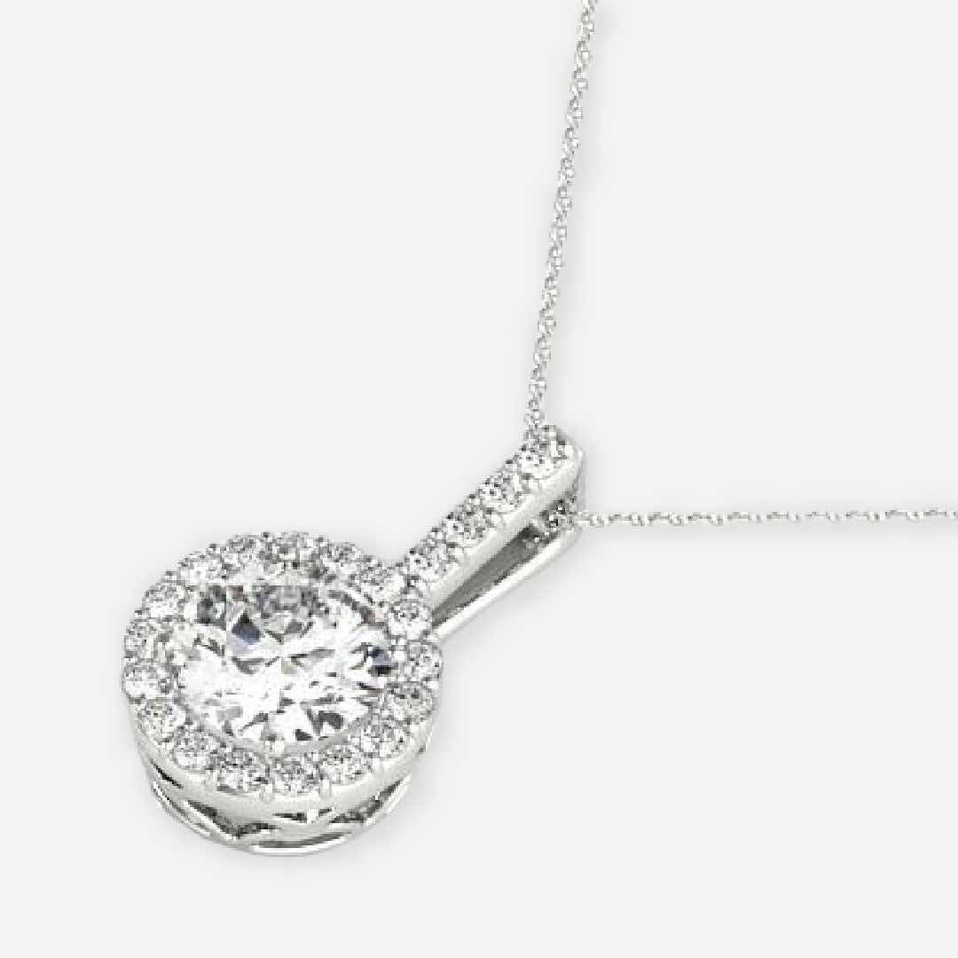 Round Moissanite Halo Pendant