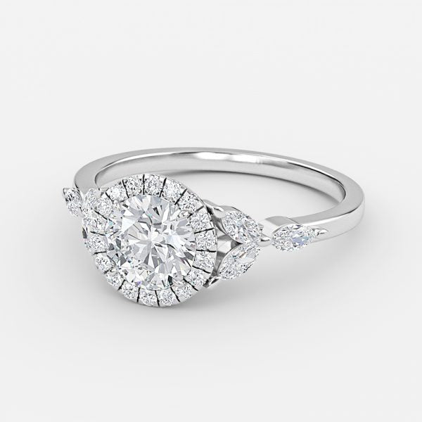 Jacinta Round Halo Moissanite Engagement Ring