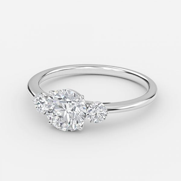 Kaori Round Three Stone Moissanite Engagement Ring