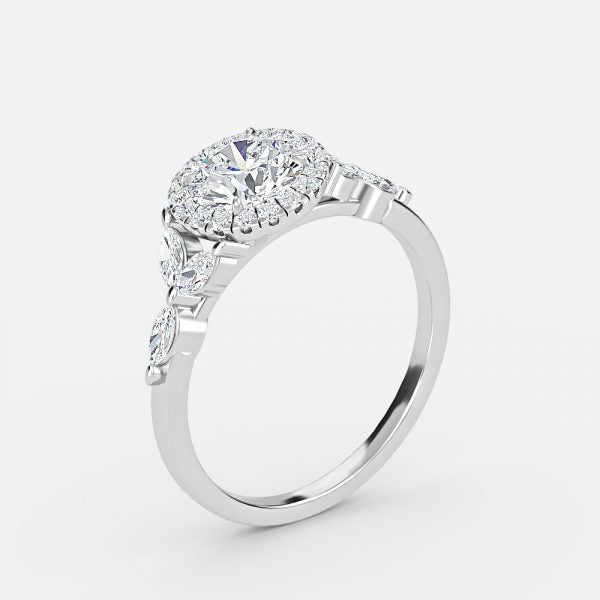 Jacinta Round Halo Moissanite Engagement Ring