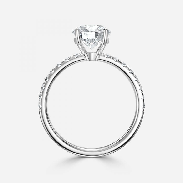 Vittoria Round Diamond Band Moissanite Engagement Ring