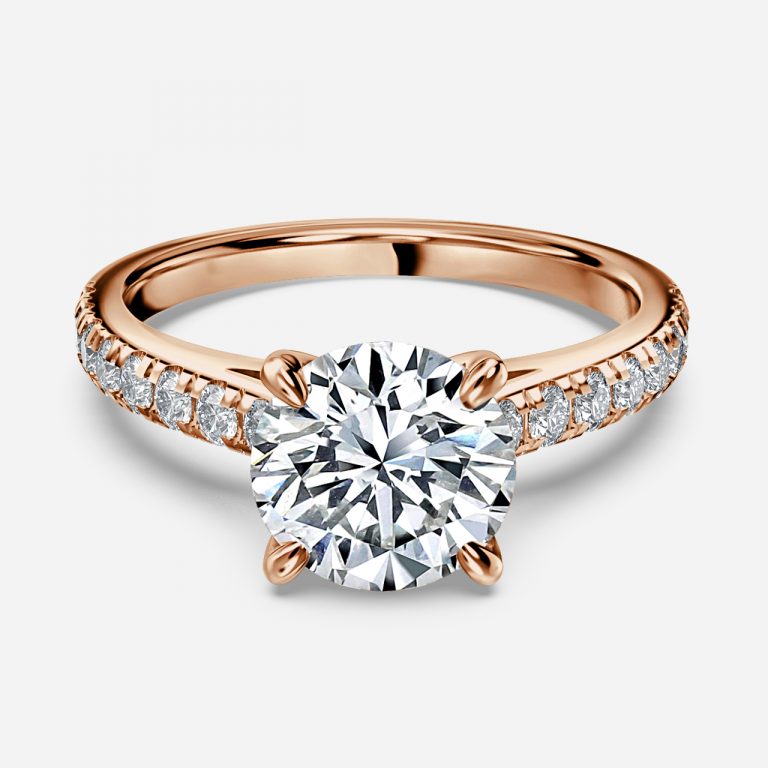 Aveline Round Diamond Band Moissanite Engagement Ring